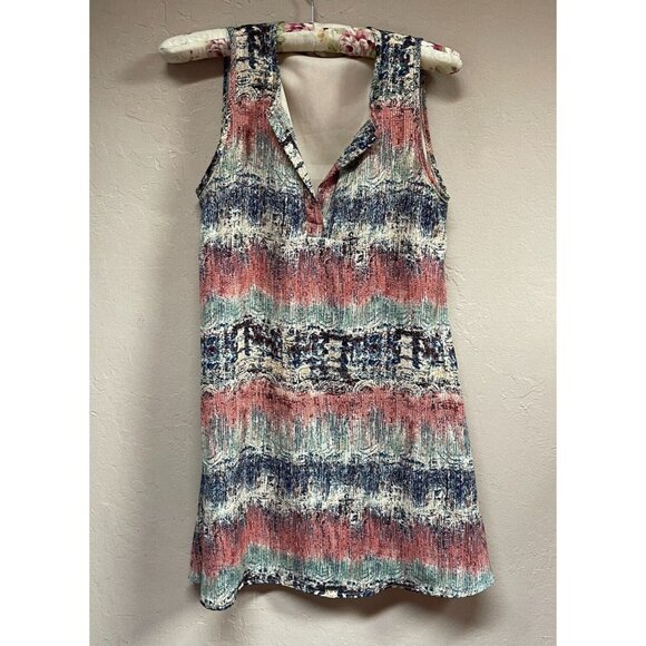 Newbury Kustom USA Womens Split Neck Multicolor A-Line Sleeveless Dress Medium - Picture 1 of 8